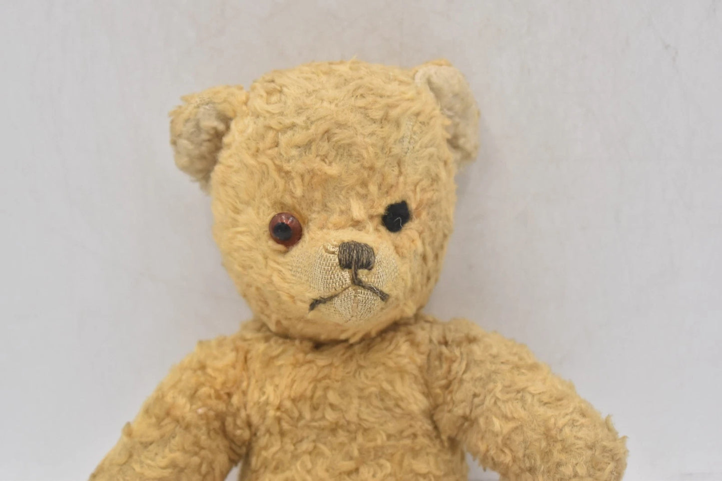 Vintage 1950s European Silk Plush Teddy Bear 24cm Unjointed Collectible