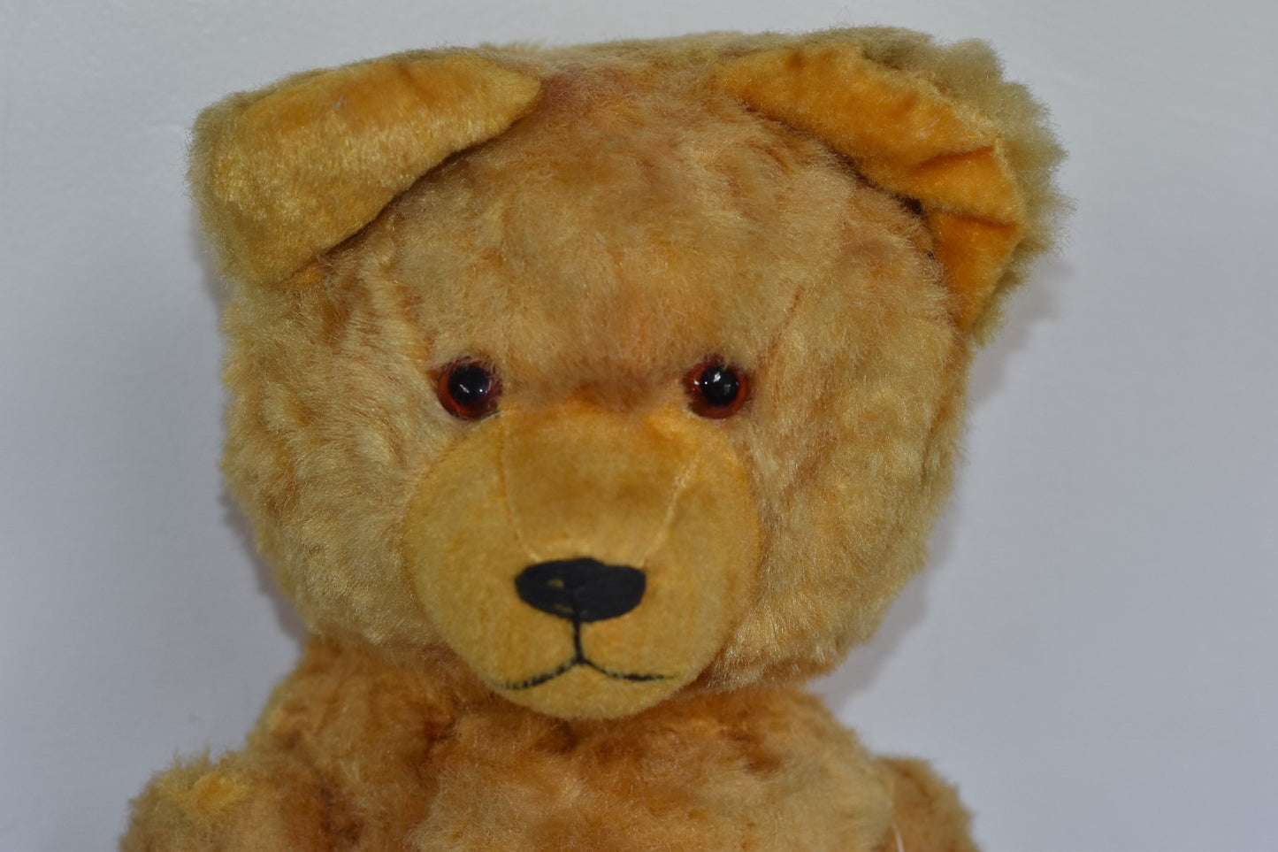 Vintage 1950s European Plush Rod Teddy Bear 65cm Wood Wool Filled