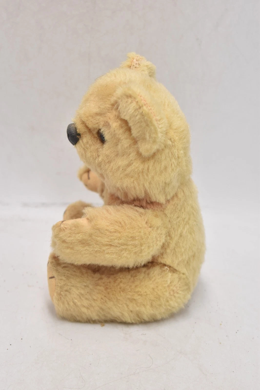 Vintage 1960s Shanghai Doll Factory Cream Wool Plush Teddy Bear Moulded Nose