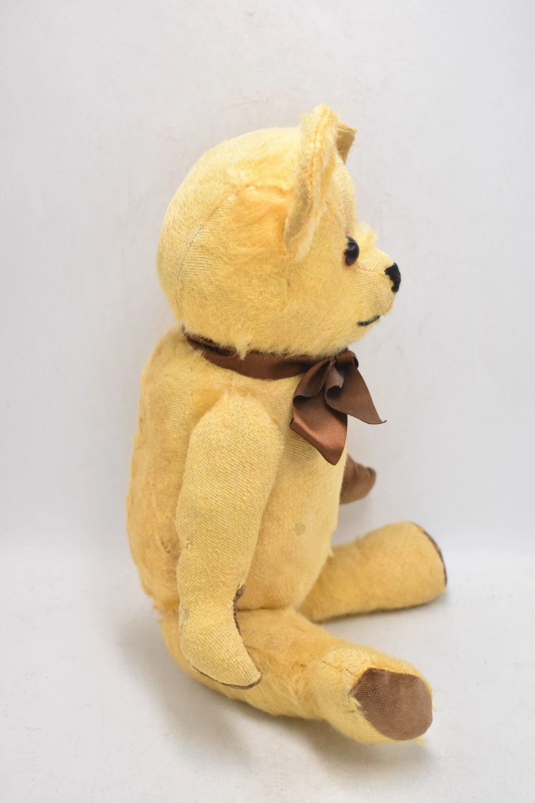 Vintage 1930s English Golden Mohair Teddy Bear Glass Eyes Jointed 40cm Antique