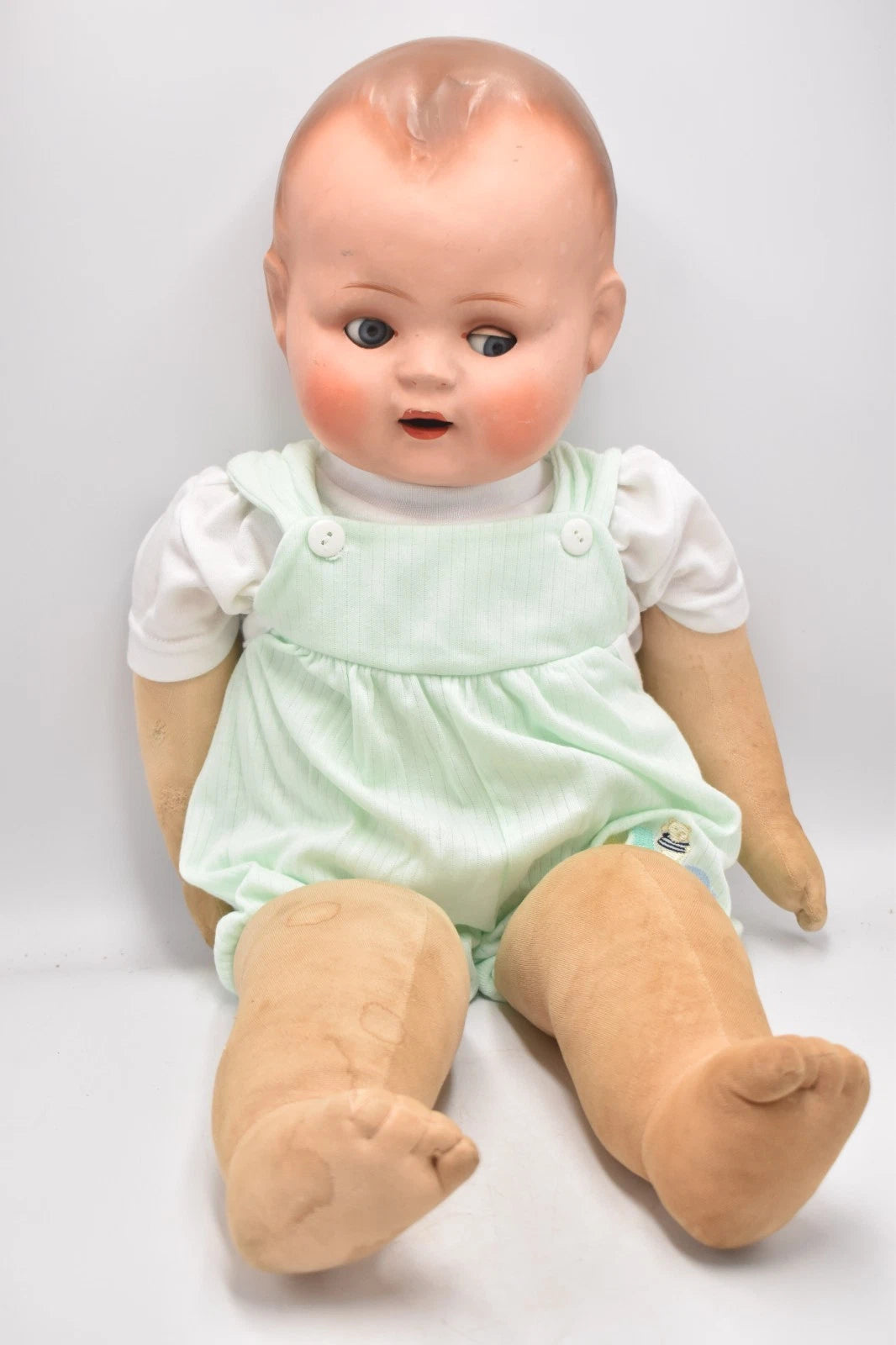 Vintage German Composition Head Doll Soft Body Teeth 58cm Collectable