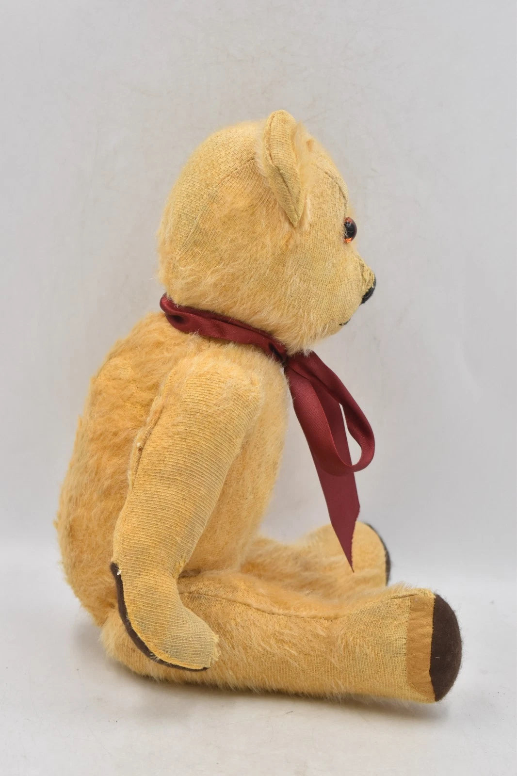 Antique Vintage Mohair Teddy Bear 38cm Jointed Glass Eyes Wood Wool Stuffed