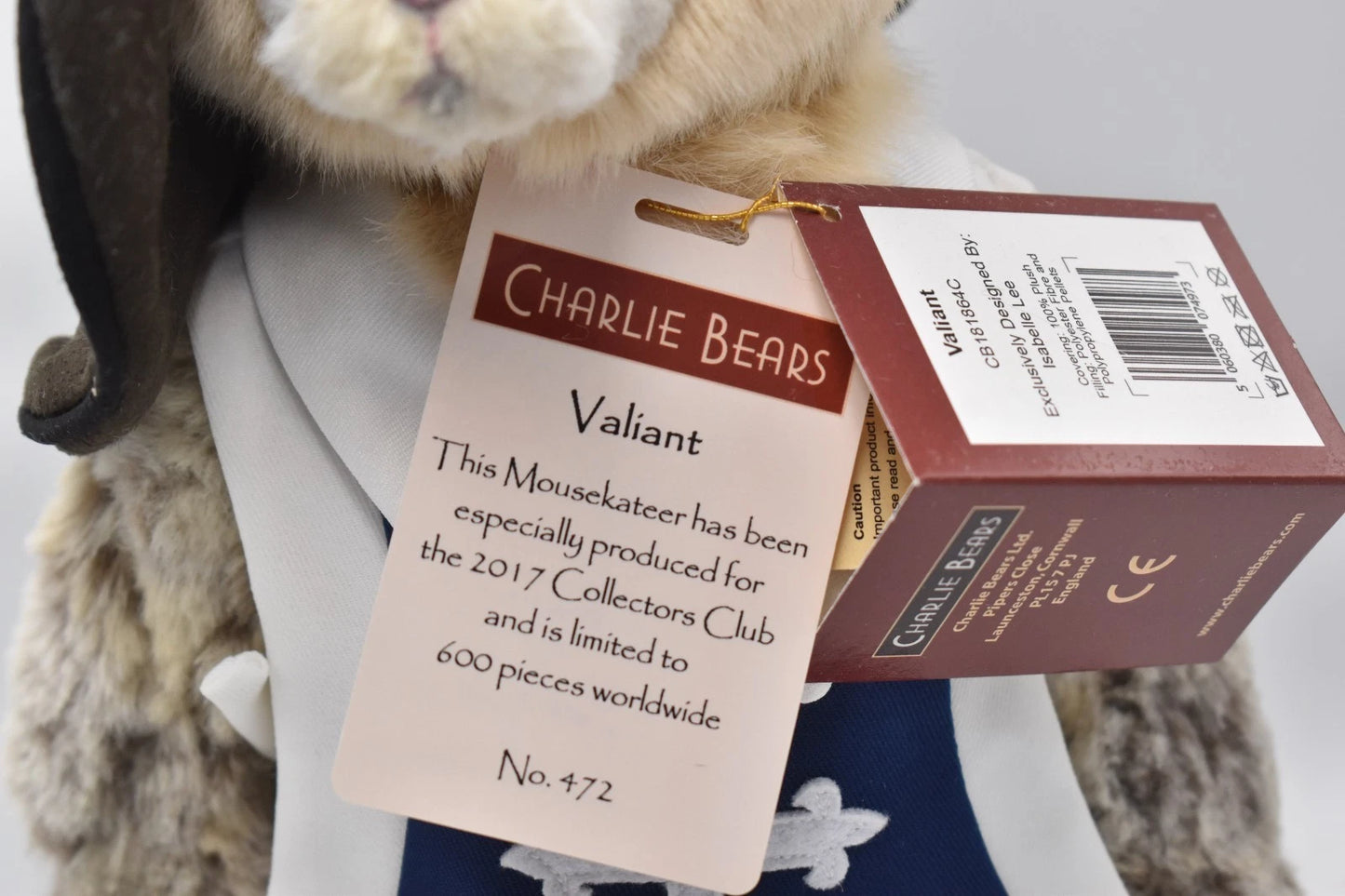 Charlie Bears Valiant Mousekateer Mouse Limited Edition Retired Tagged