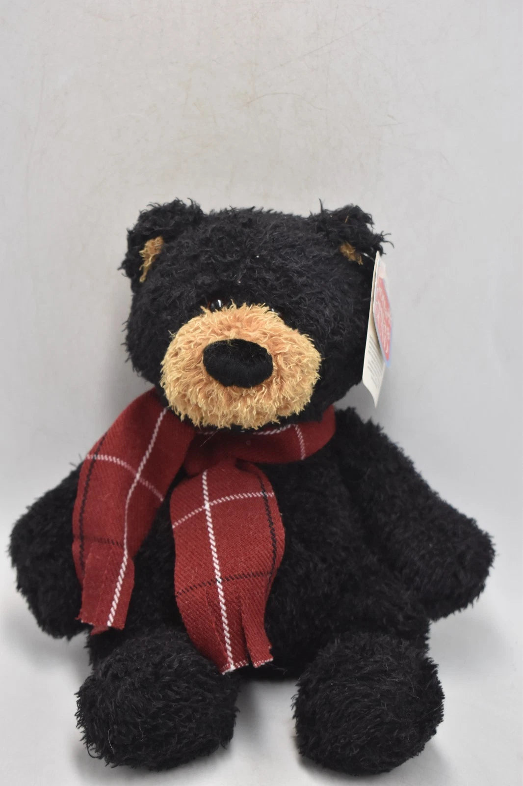 Gund Kimble Black and Brown Teddy Bear Wearing A Tartan Scarf 27cm Plush Toy