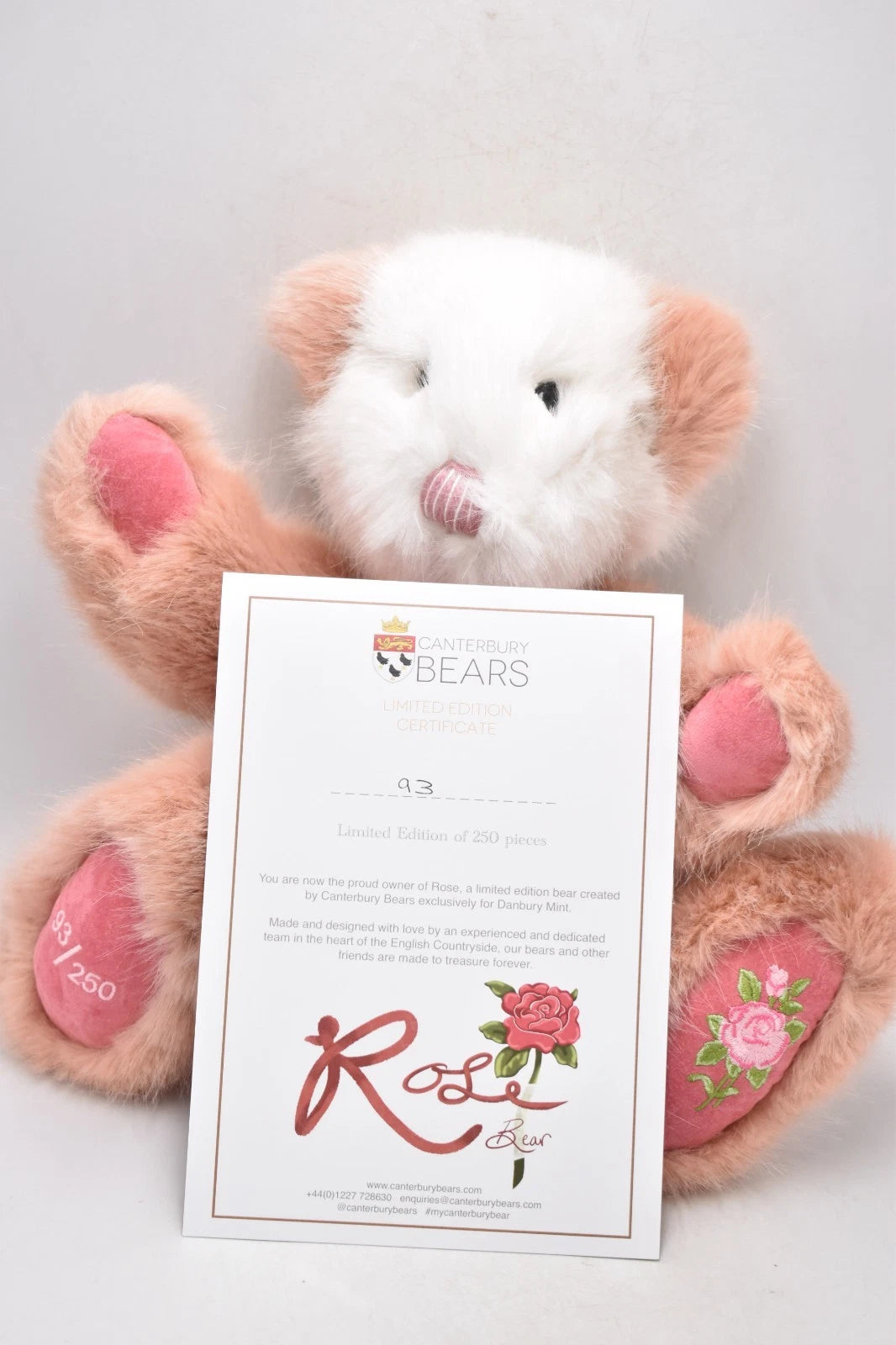 Canterbury Bears Rose Teddy Bear Danbury Mint Exclusive – Limited Edition 93/250