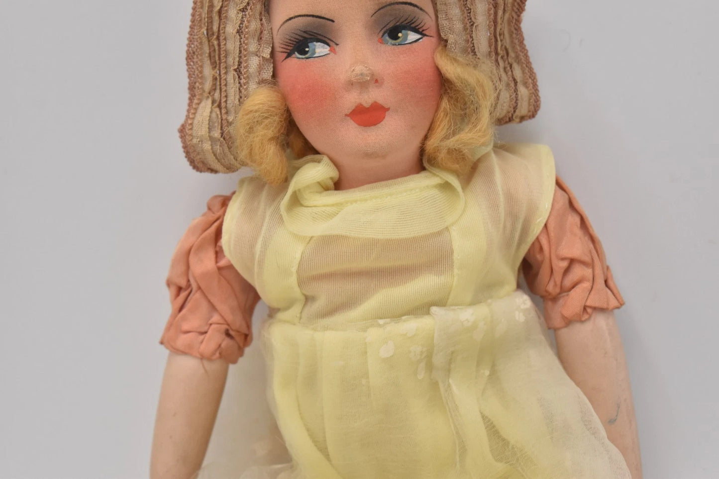 Antique French Boudoir Doll Vintage 1920s 1940s Cloth Face Original Outfit 44cm