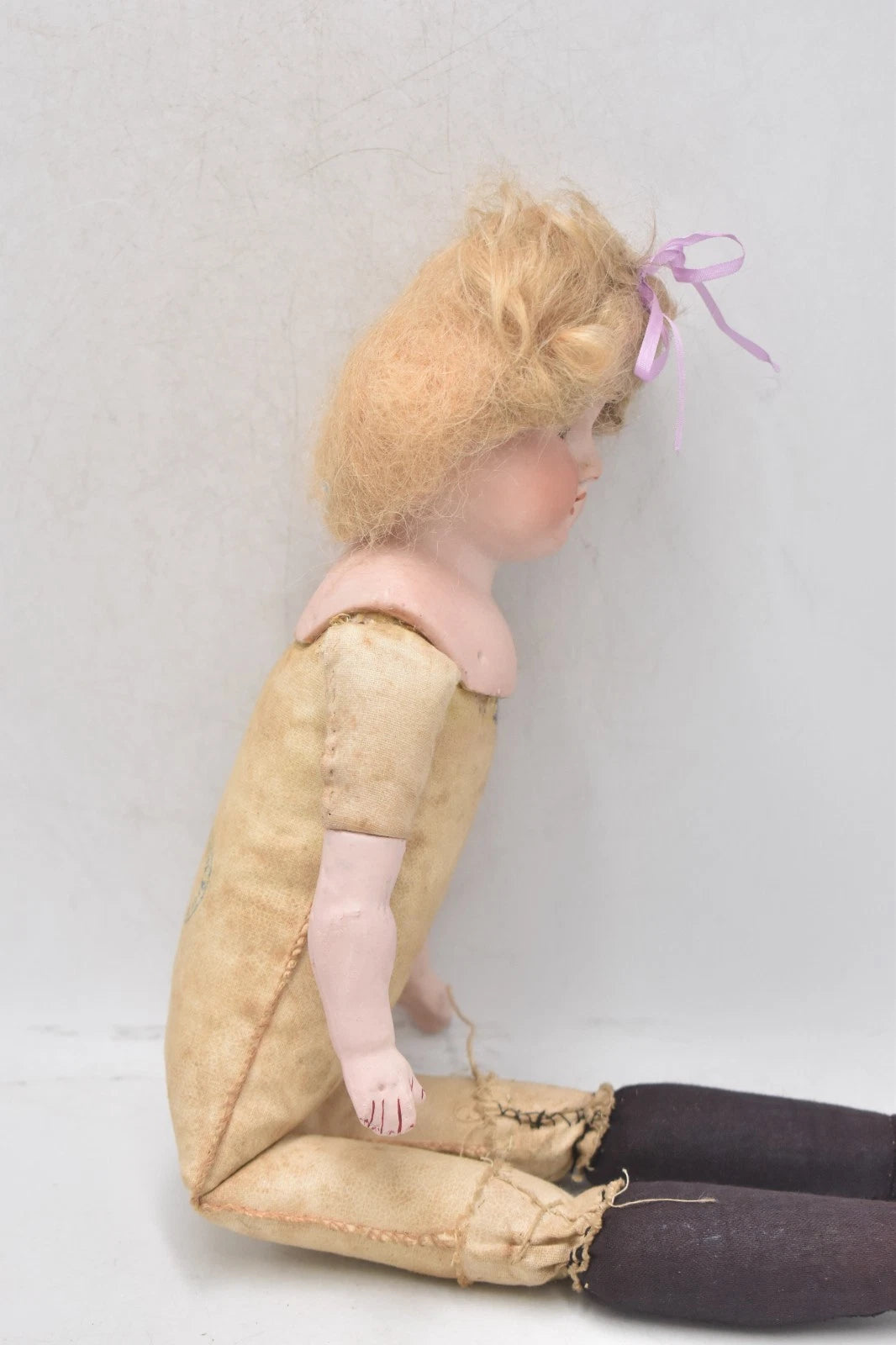 Antique Armand Marseille Bisque Head Leather Body 370 AM DEP Human Hair Doll
