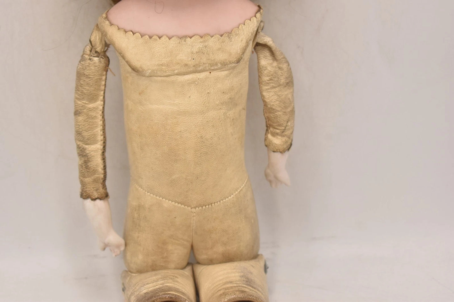 Antique German Cuno Otto & Dressel Bisque Head Leather Body Doll 48cm