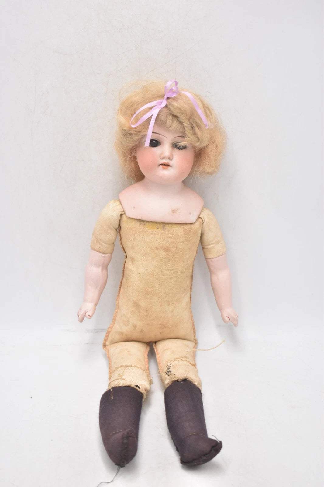 Antique Armand Marseille Bisque Head Leather Body 370 AM DEP Human Hair Doll