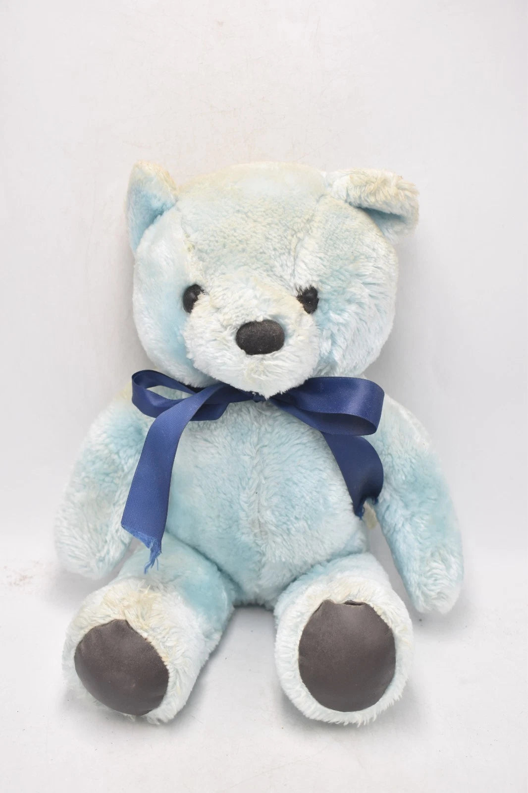 Vintage 1980s Bright Blue Teddy Bear Made in Korea Plush Soft Toy 36cm