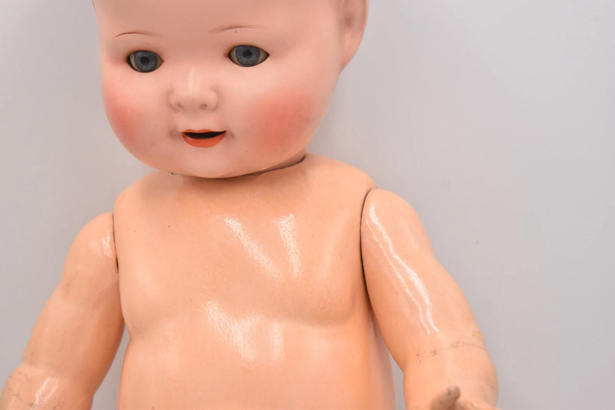 Antique 1930s AS Germany Bisque Head Doll Sleepy Eyes Composition Body 50cm