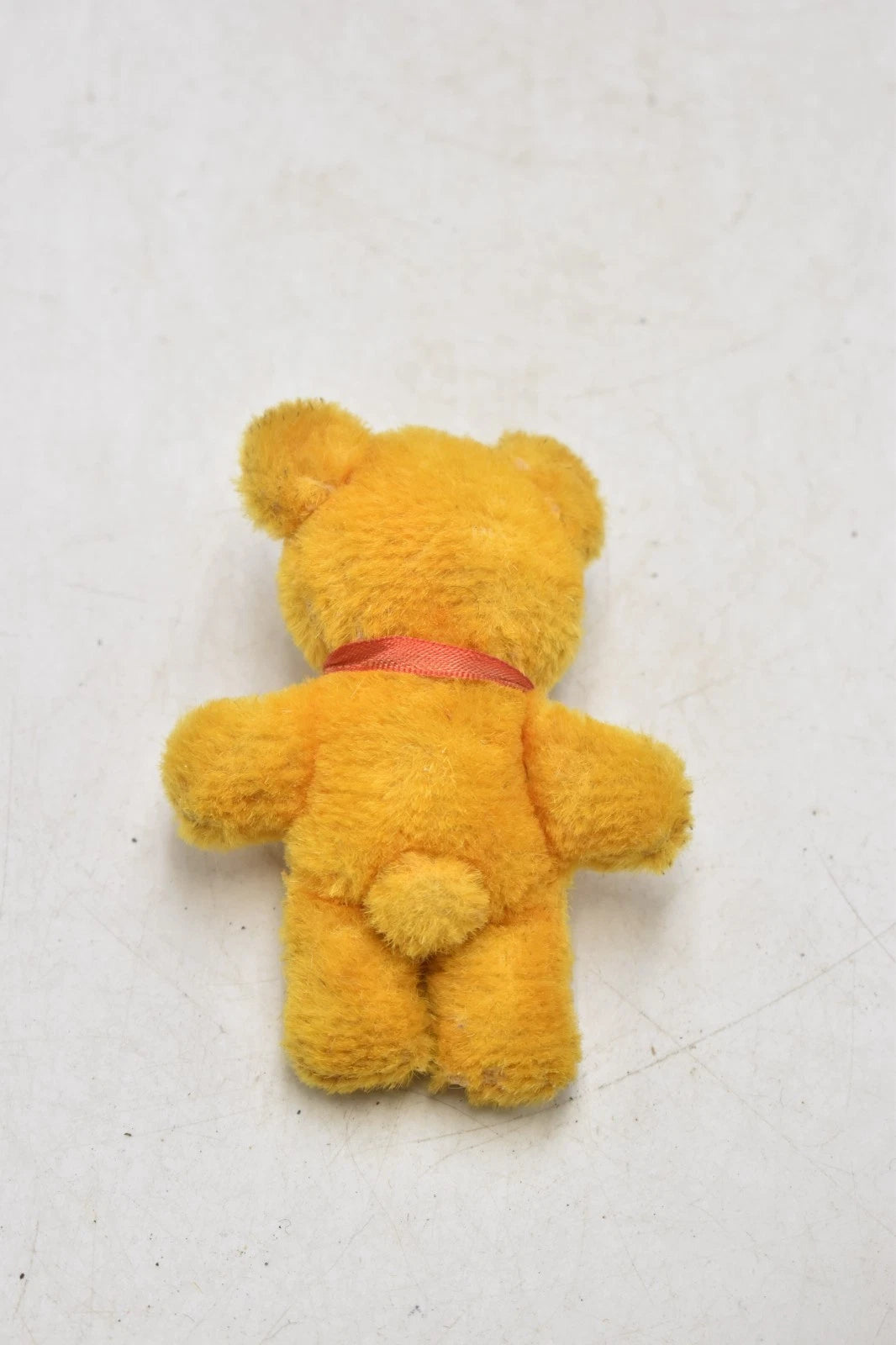Vintage 1960s Shanghai Doll Factory Wool Plush Yellow Teddy Bear 10cm