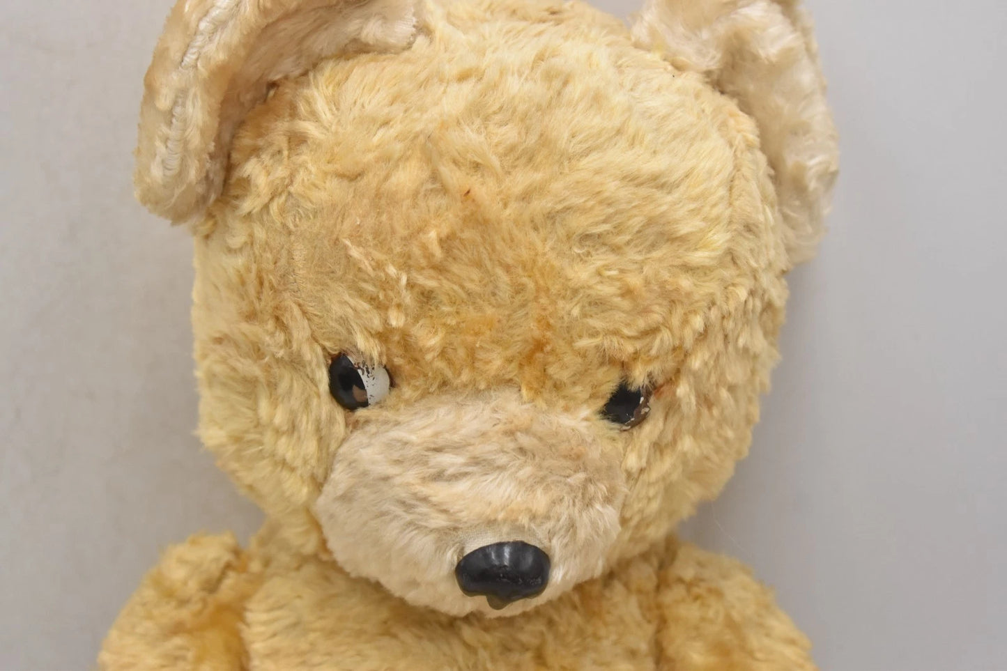 Vintage 1960s Japanese Silk Plush Teddy Bear Fully Jointed Working Squeaker 44cm