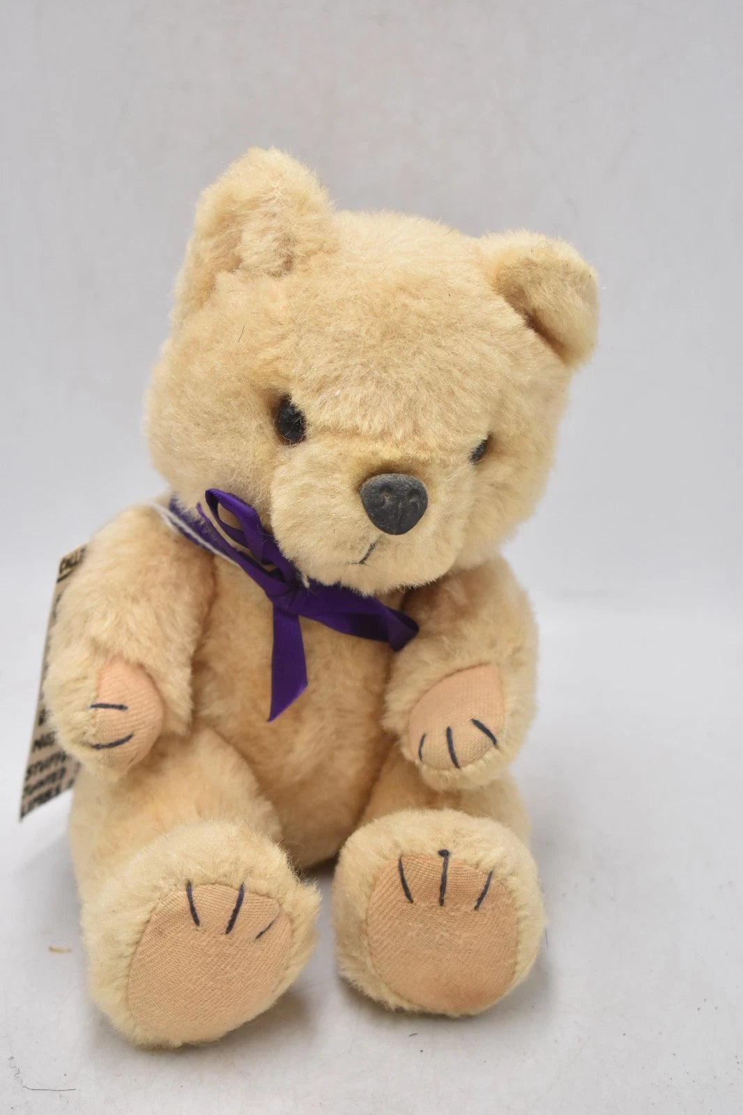 Vintage 1960s Pure Wool Plush Teddy Bear Fully Jointed Rubber Nose 24cm