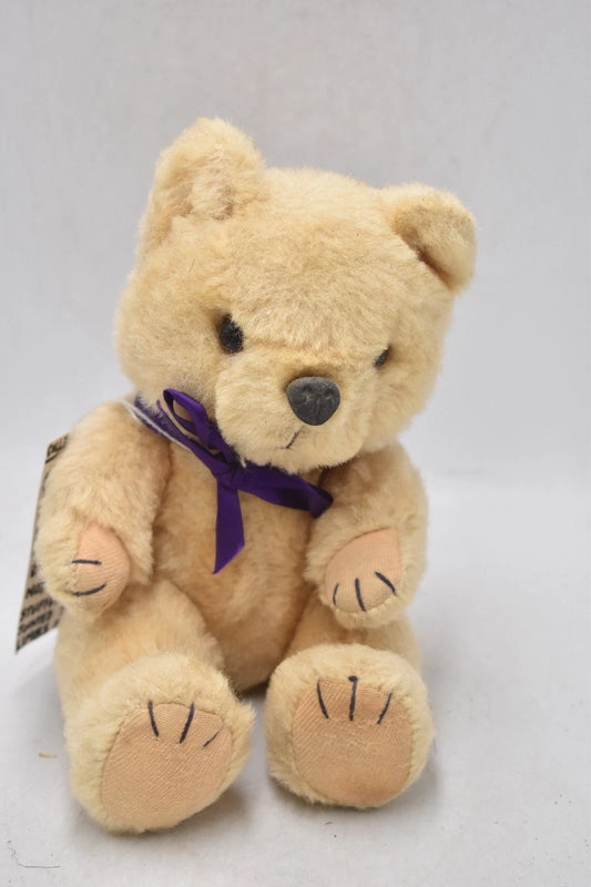 Vintage 1960s Pure Wool Plush Teddy Bear Fully Jointed Rubber Nose 24cm