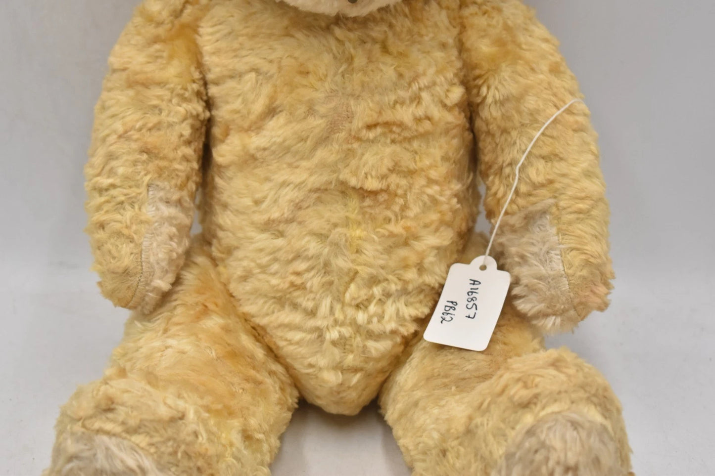 Vintage 1960s Japanese Silk Plush Teddy Bear Fully Jointed Working Squeaker 44cm