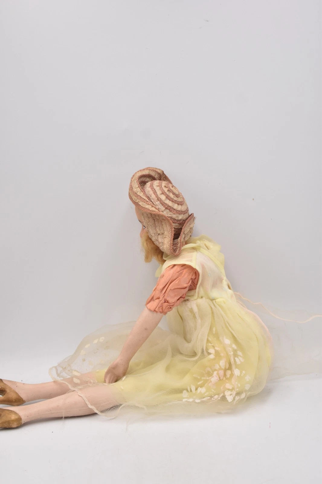 Antique French Boudoir Doll Vintage 1920s 1940s Cloth Face Original Outfit 44cm
