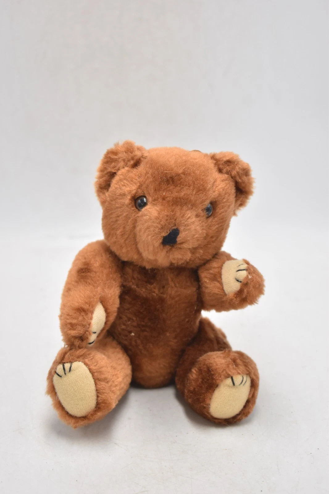 Vintage 1960s Shanghai Doll Factory Brown Plush Teddy Bear Fully Jointed 18cm